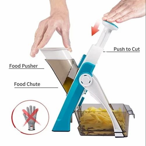 Mandoline Slicer | Safe Adjustable Vegetable Cutter | Multi‑Purpose Kitchen Chopper & Manual Grater ( Random Colour )