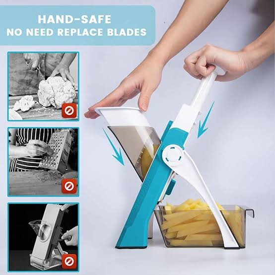 Mandoline Slicer | Safe Adjustable Vegetable Cutter | Multi‑Purpose Kitchen Chopper & Manual Grater ( Random Colour )