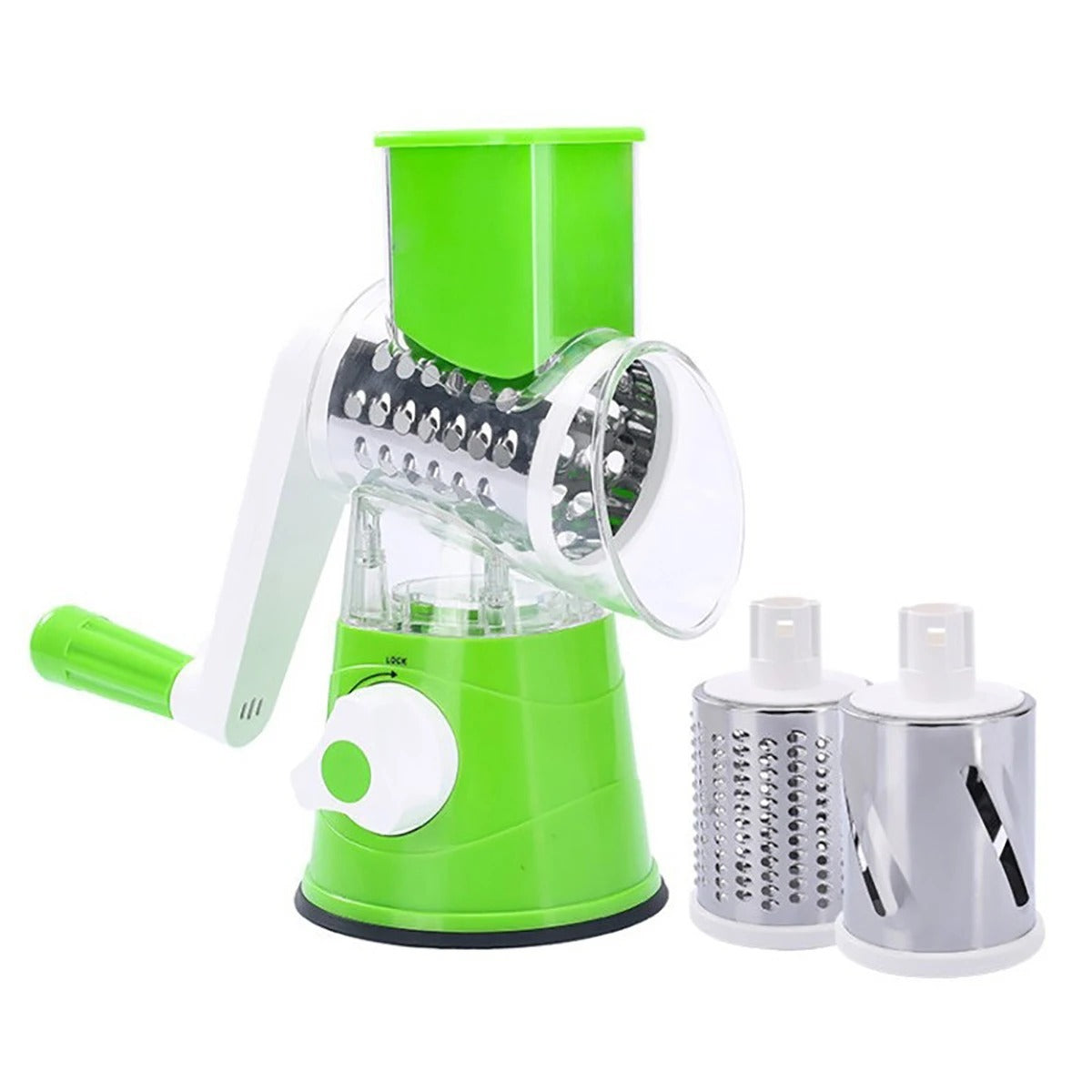 Manual 3‑in‑1 Vegetable Cutter & Drum Grater | Round Slicer | Multifunctional Kitchen Gadget