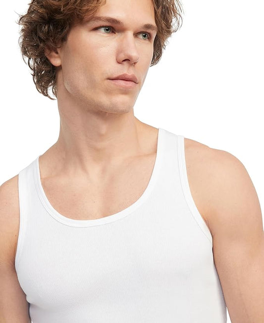 Tommy Hilfiger Men's Cotton Classics Sando Bunyan 1 PACK (3 PIECES) - 100% PURE COTTON - WHITE COLOR