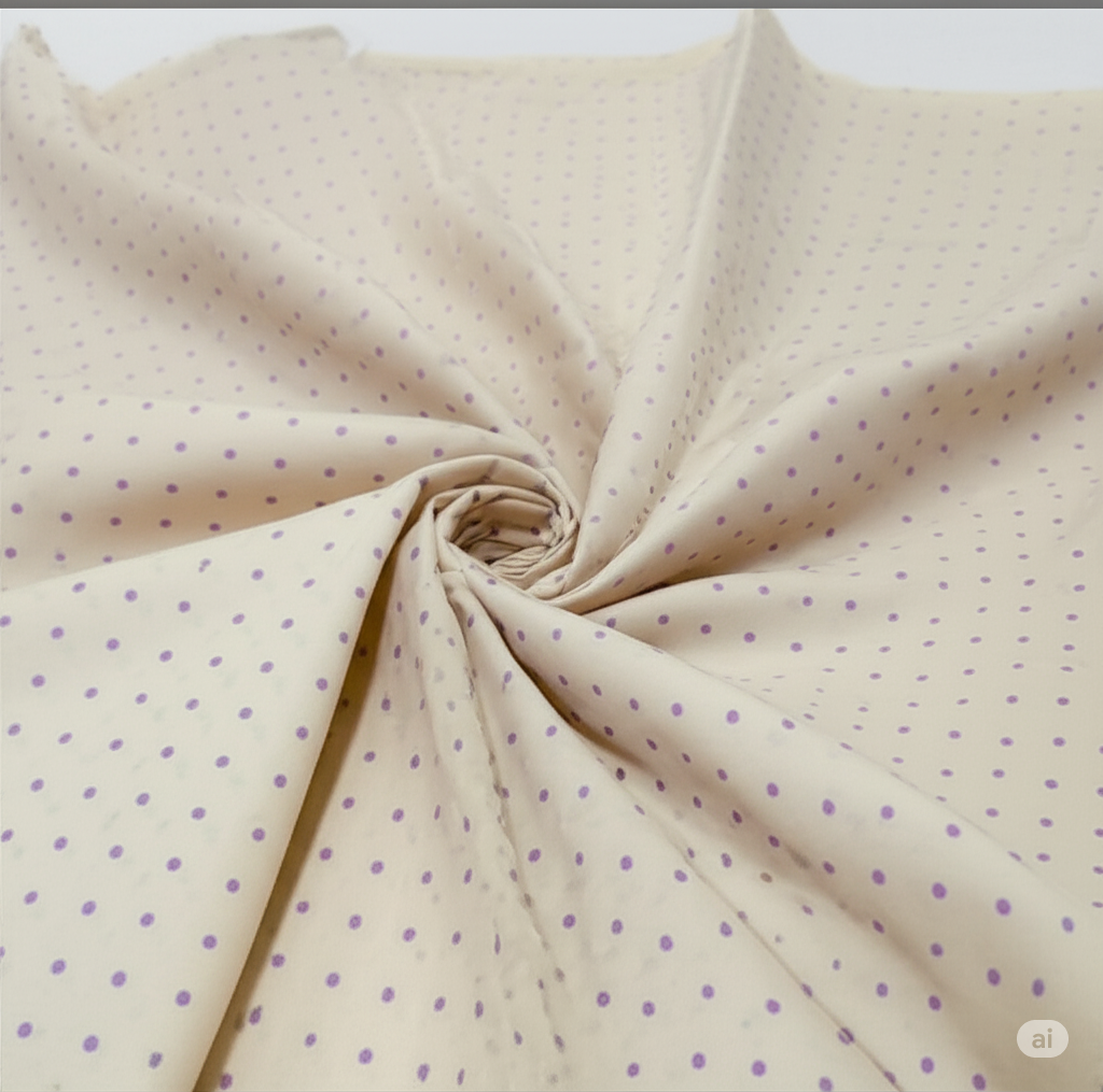 Dreamy Dots Khadar Fabric - Soft Lavender on Cream