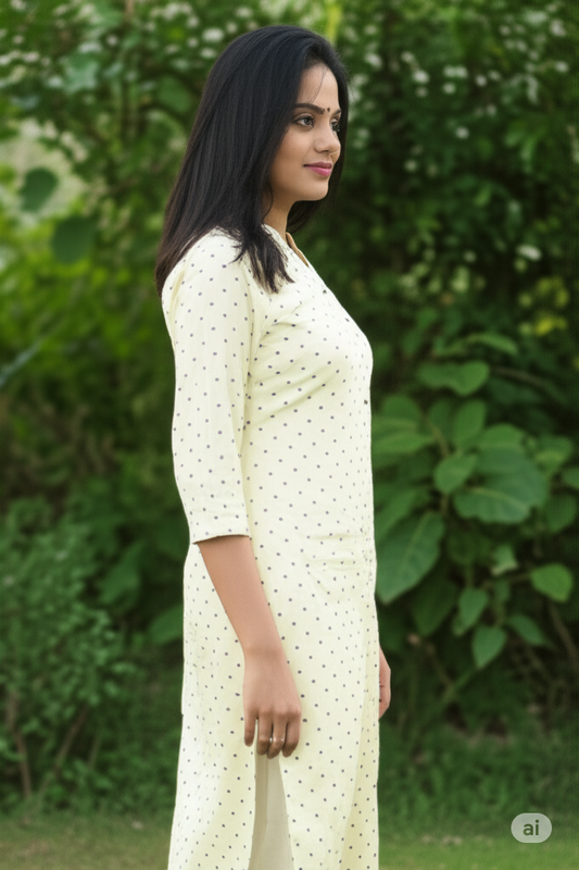 Dreamy Dots Khadar Fabric - Soft Lavender on Cream